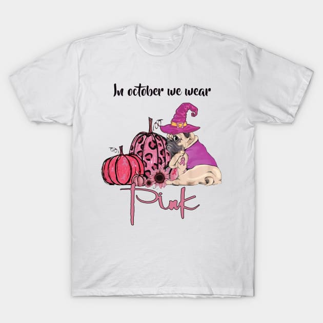 In October We Wear Pink Dog Mom - Pitbull Pumpkin Halloween T-Shirt by Tiennhu Lamit19